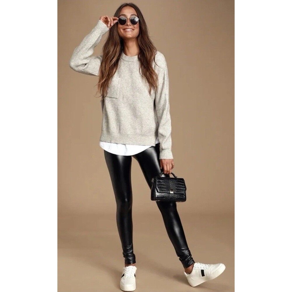 Lulus NWT Women’s M Black Vegan Leather High-Waisted Leggings